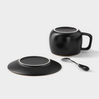 Чайная пара «Мати», 3 предмета: чашка 300 мл, блюдце d=14 см, ложка, керамика, чёрная - Фото 8