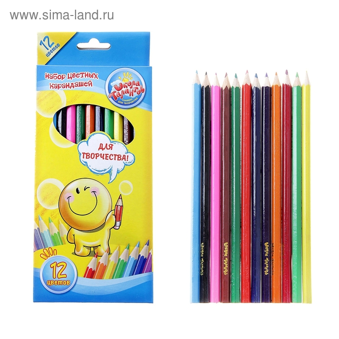 Карандаши 12 цветов Школа талантов-для творчества - Фото 1