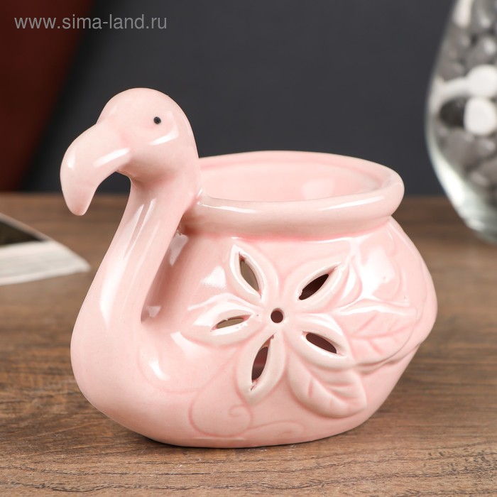 Аромалампа керамика "Фламинго с цветком" МИКС 9,5х12х7 см - Фото 1