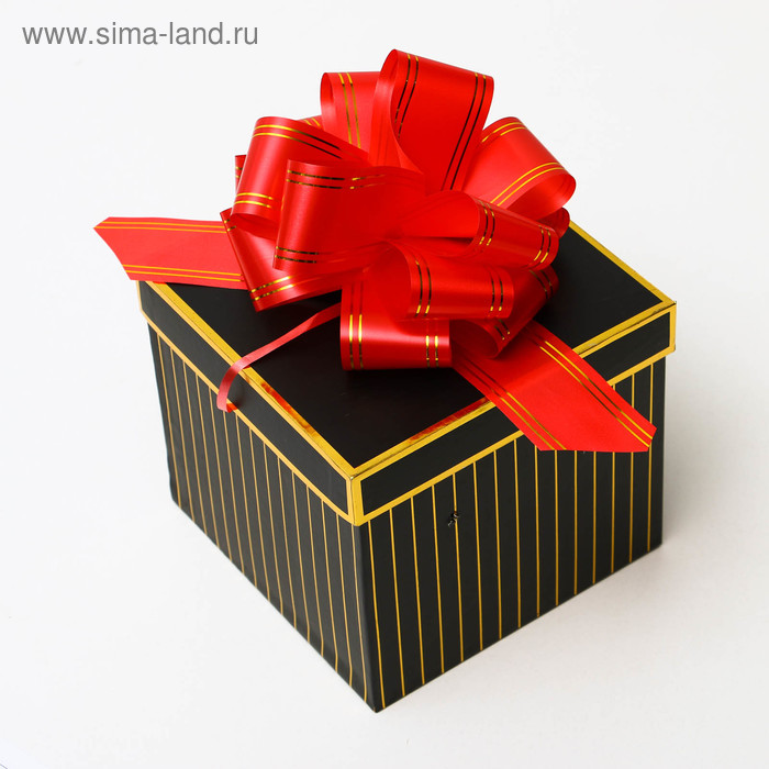 Подарочный бант - шар № 5 золотая полоса, красный, для упаковки подарков - Фото 1