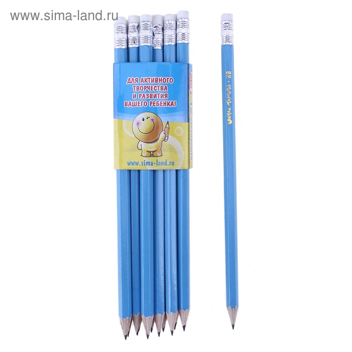 Набор карандашей чернографитных с ластиками 12шт НВ "Школа талантов - Для творчества" - Фото 1