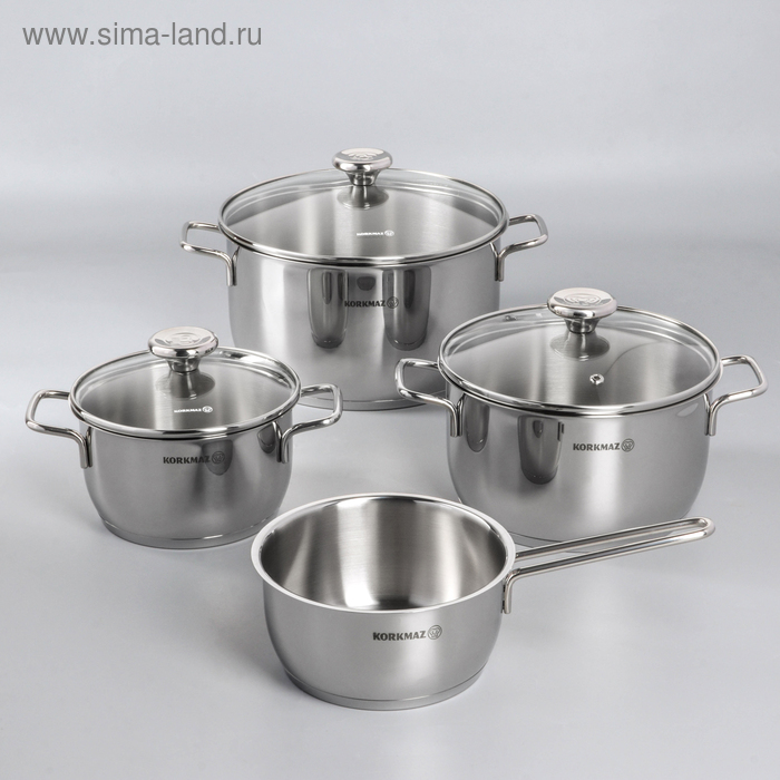 Набор посуды Korkmaz Aroma, 4 предмета: кастрюля 2/3,7/6,3 л, сотейник 1,5 л - Фото 1