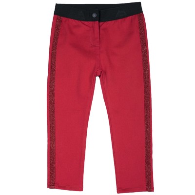 Брюки для девочек, с черным поясом, рост 110 см, цвет красный