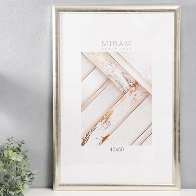 Фоторамка для фото 40×60 см «МИРАМ», пластик, серебро, (пластиковый экран)