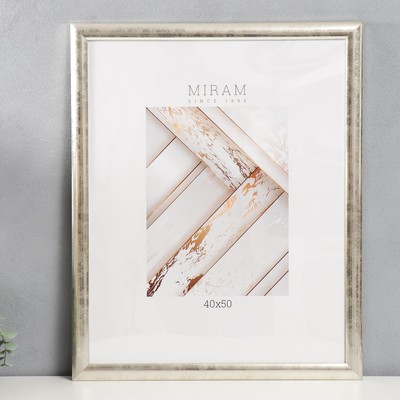 Фоторамка для фото 40×50 см «МИРАМ», пластик, серебро, (пластиковый экран)