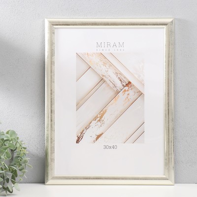 Фоторамка для фото 30×40 см «МИРАМ», пластик под серебро, (пластиковый экран)