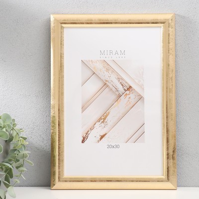 Фоторамка для фото 20×30 см «МИРАМ», пластик, под золото, (пластиковый экран)