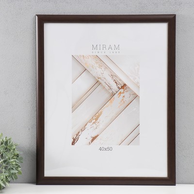 Фоторамка для фото 40×50 см «МИРАМ», пластик, тёмный орех, (пластиковый экран)