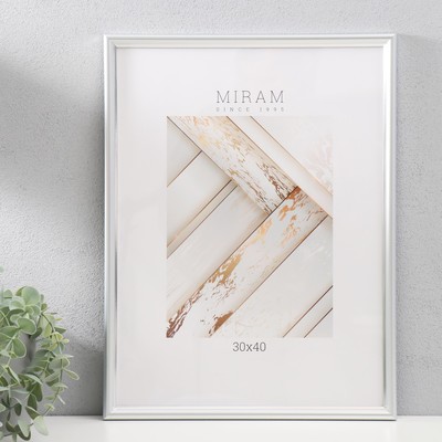 Фоторамка для фото 30×40 см «МИРАМ», пластик под серебро, (пластиковый экран)