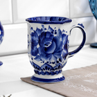 Кружка гжель «Столичная», бело-синий,керамика, 350 мл, - Фото 1