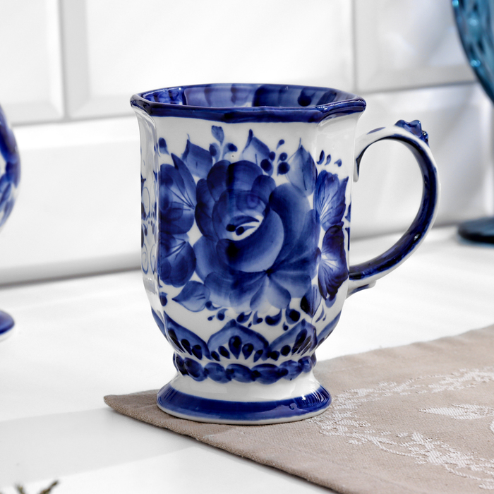 Кружка гжель «Столичная», бело-синий,керамика, 350 мл, - Фото 1
