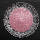 Тарелка стеклянная подстановочная «Морион», d=27 см, цвет чёрно-розовый с серебром - фото 3897931