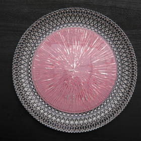 Тарелка стеклянная подстановочная «Морион», d=27 см, цвет чёрно-розовый с серебром