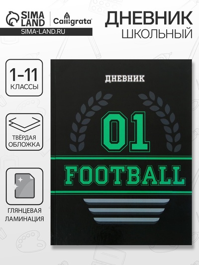 Дневник школьный для 1-11 классов, «Футбол. Эмблема», твёрдая обложка 7БЦ, глянцевая ламинация, 40 листов