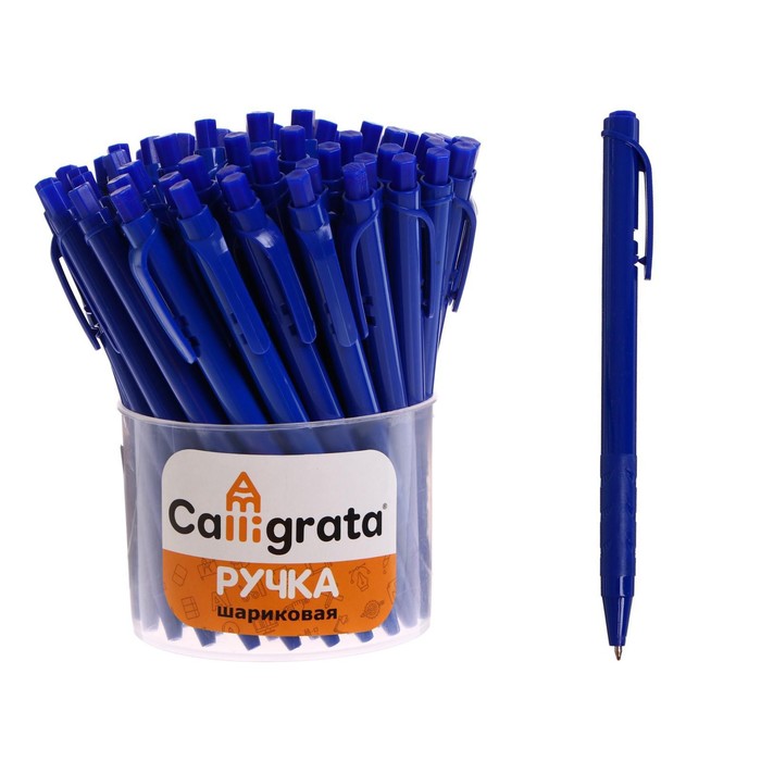 Ручка шариковая автоматическая "Лого. Аскет" 0.5 мм, стержень синий, синий корпус - Фото 1