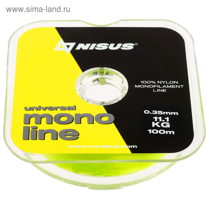 Леска NISUS MONOLINE Fluorescent Yellow, диаметр 0.35 мм, тест 11.1 кг, 100 м - Фото 1