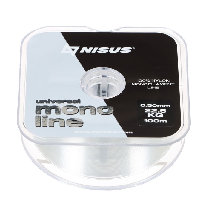 Леска NISUS MONOLINE Universal, диаметр 0.5 мм, тест 22.5 кг, 100 м, прозрачная