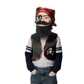 Набор пирата «Чёрная борода», жилет, бандана, борода, усы, наглазник, клипса, рост 116-128 см