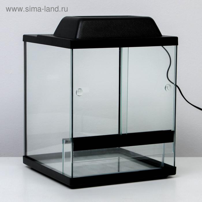 Террариум с раздвижными дверцами 30 л, черный 30×30×35 см - Фото 1