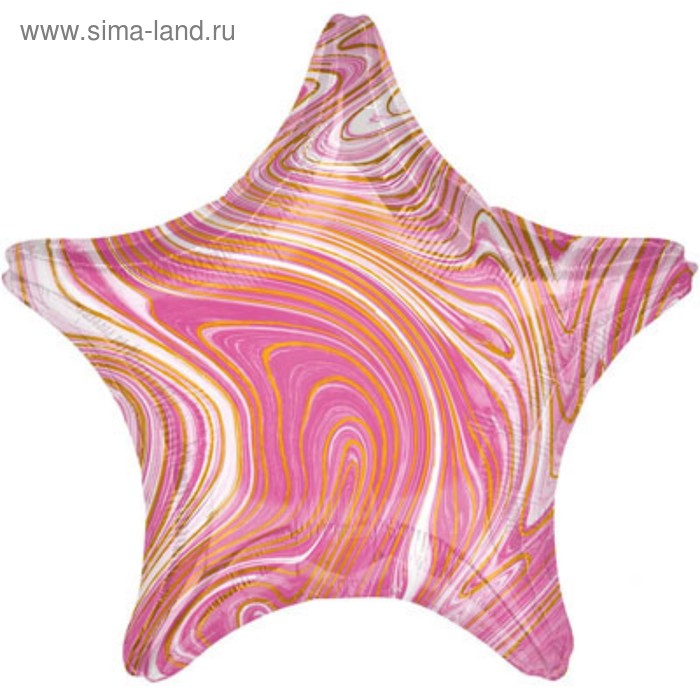 Шар фольгированный 19" звезда Мрамор, розовый   1204-1033 - Фото 1