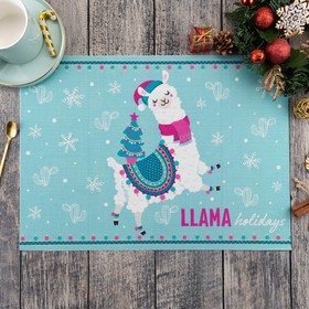 Новогодняя салфетка на стол «Лама», 40×29 см  (артикул 4615775)  большой выбор товаров оптом и в розницу по низким ценам с доставкой