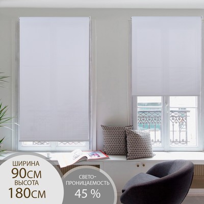 Штора рулонная «Механика», 90×200 см (с учётом креплений 3.5 см), белая