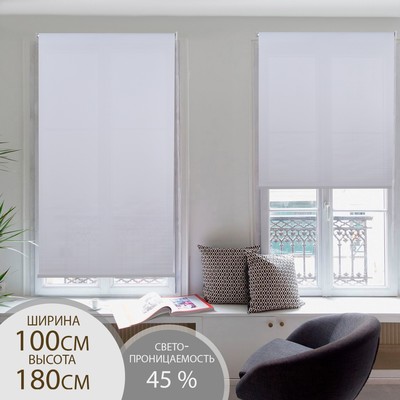 Штора рулонная «Механика», 100×180 см (с учётом креплений 3.5 см), белая