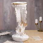 Статуэтка "Ангел с чашей над головой", бело-золотая, гипс, 52 см - Фото 4