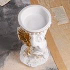 Статуэтка "Ангел с чашей над головой", бело-золотая, гипс, 52 см - Фото 5