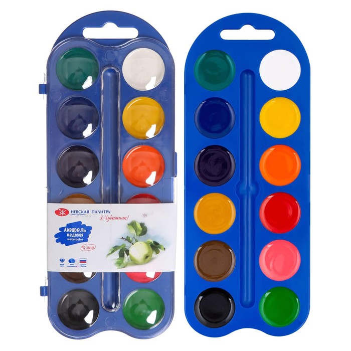 Акварель медовая «ЗХК. Я - Художник!», 12 цветов, в пластиковом пенале, без кисти - Фото 1