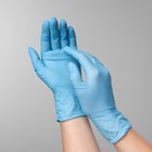 Перчатки нитриловые, текстурированные на пальцах A.D.M. «Усиленные», размер S, 100 шт/уп, 9 г - Фото 3