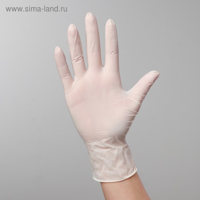 Перчатки A.D.M. латексные опудренные, размер S, 10,8 гр, 100 шт/уп, цвет белый - Фото 1