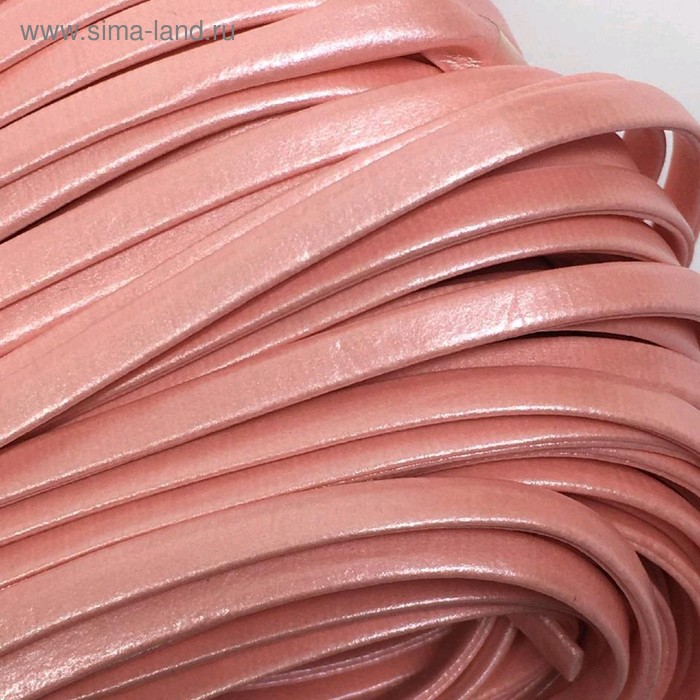 Шнур декоративный, кожзам, 5 мм, цвет розовый - Фото 1