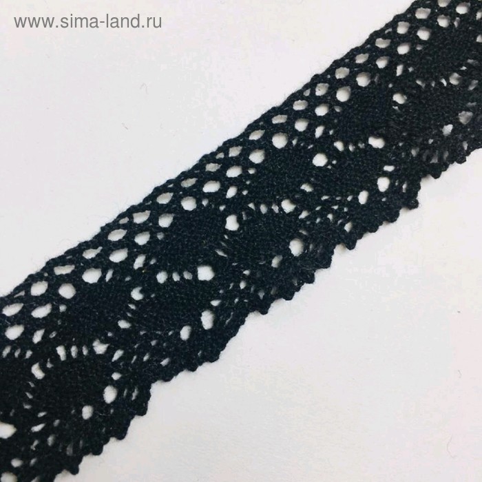 Кружево вязаное, 2,3 см, цвет чёрный - Фото 1