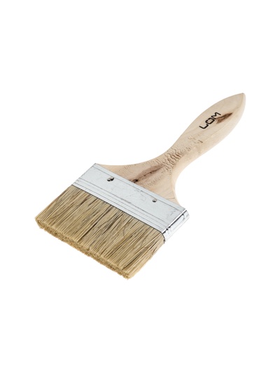 УЦЕНКА Кисть плоская ЛОМ, натуральная щетина, деревянная рукоятка, 4", 100 мм