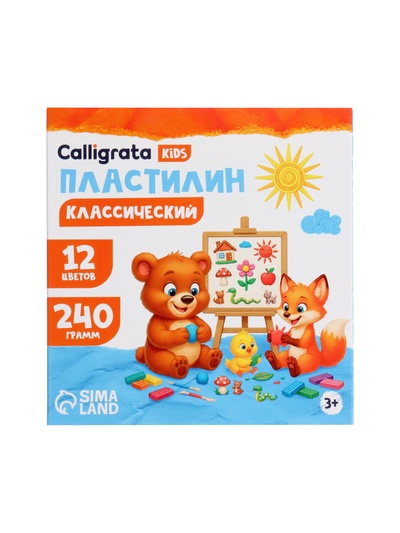 Пластилин Calligrata «Классический», 12 цветов, 240 г