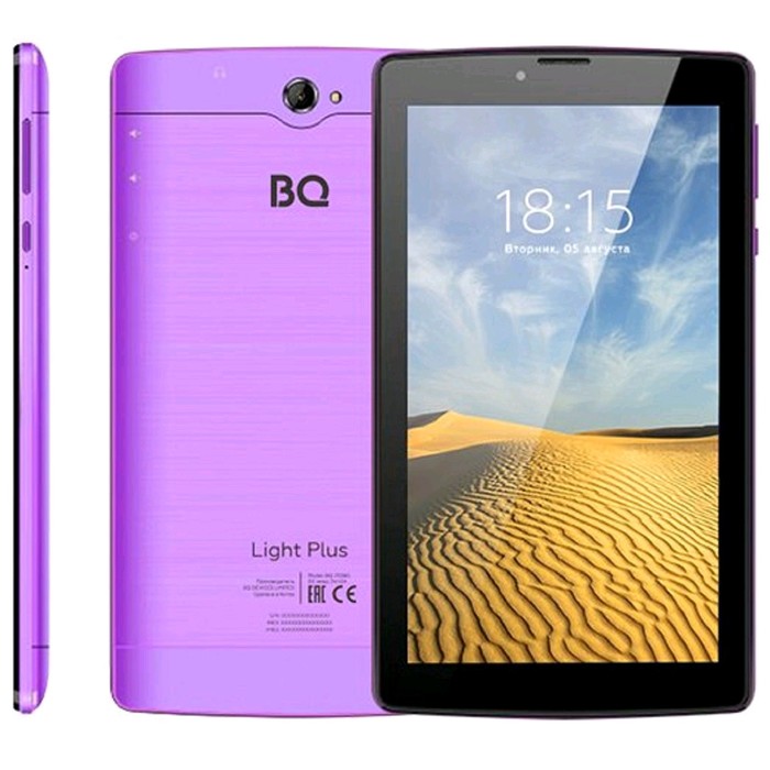 Планшет BQ 7038G Light Plus 3G, 7", TN, 1024x600, 2Гб, 16Гб, Android 9.0, 2Мп, фиолетовый - фото 51347241