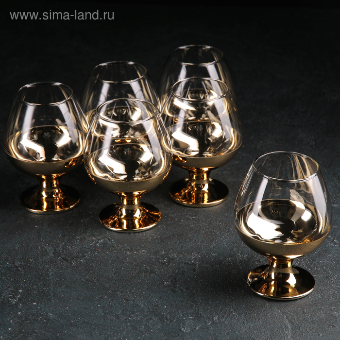 Набор бокалов для бренди «Поло», 400 мл, 6 шт, цвет золотой - Фото 1
