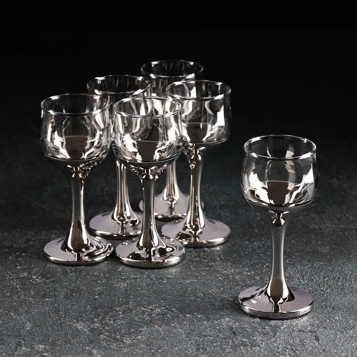 Набор рюмок «Поло», 55 мл, 6 шт, цвет серебряный - Фото 1