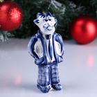 Сувенир "Бычок в куртке" "Всех благ!" 14х4х4см, гжель - Фото 1