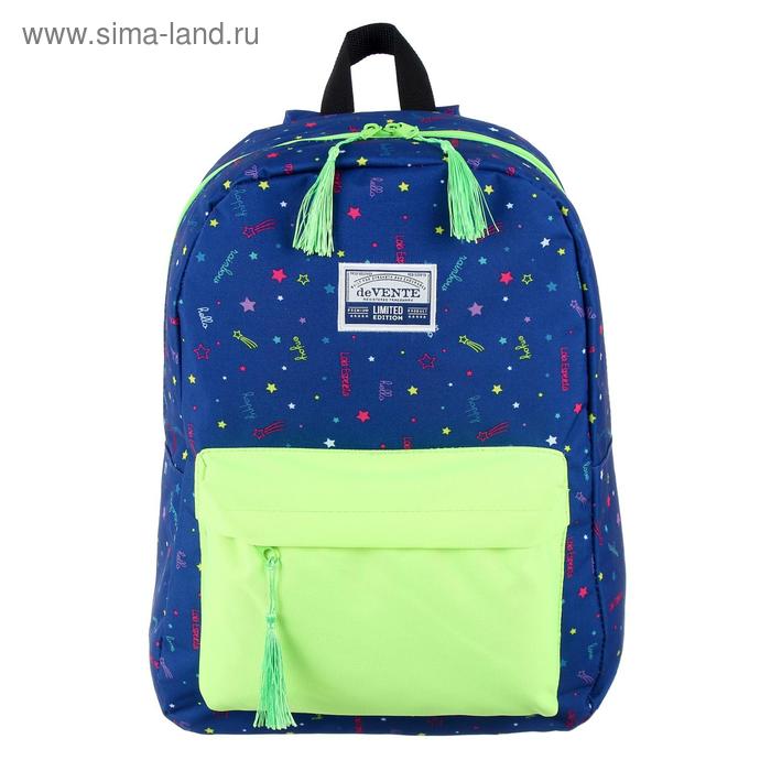 Рюкзак_ молодежный deVENTE Neon 40*30*14 дев Text, син/салат 7032093 - Фото 1