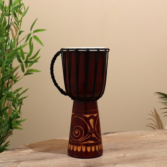 УЦЕНКА Сувенирный музыкальный инструмент барабан джембе «Светлый», 40×18×18 см, дерево, кожа, МИКС - Фото 1