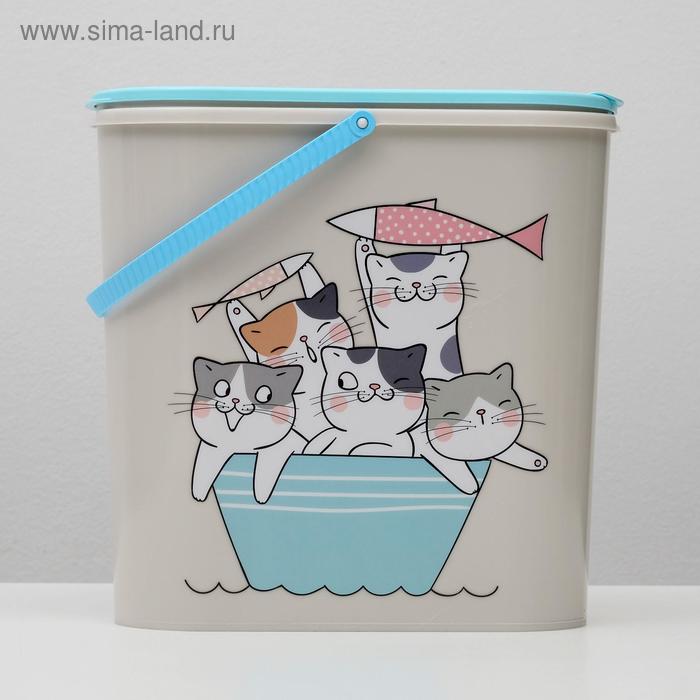 Контейнер "Мур-мяу" для корма, 6 л, серый - Фото 1