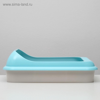 Туалет «Мур-мяу» для кошек, 44×34×10 см, с рамкой, голубой