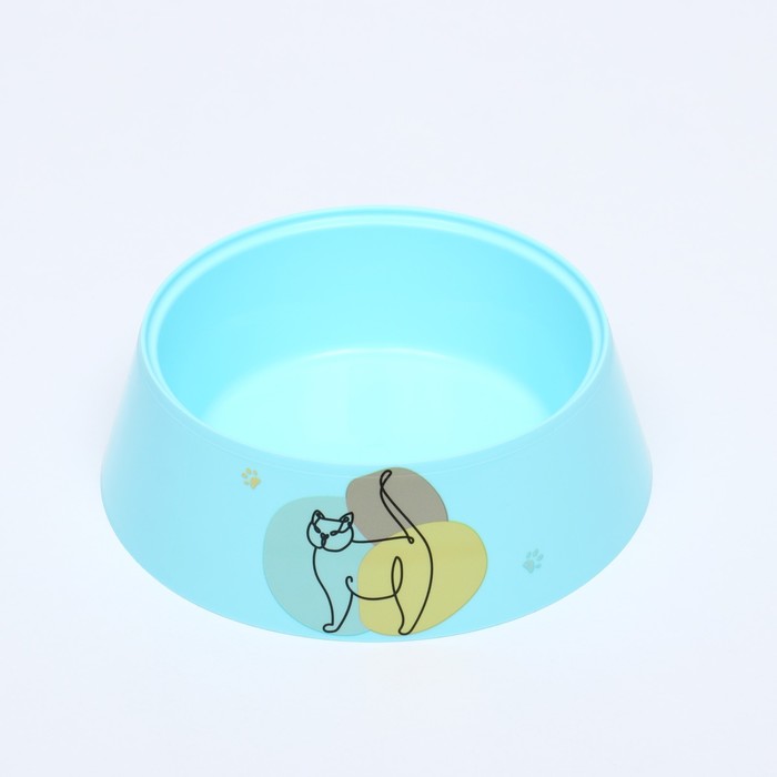 Миска "Мур-мяу" для кошек 300 мл, 14,5 x 14,5 x 4 см, голубая - Фото 1