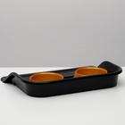 Миски с лотком "Феликс" 0,3 л, 41 x 30 x 6 см, черный лоток, коричневые миски - Фото 2