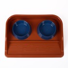 Миски с лотком "Феликс" 0,3 л, 41 x 30 x 6 см, коричневый лоток, синие миски - Фото 3