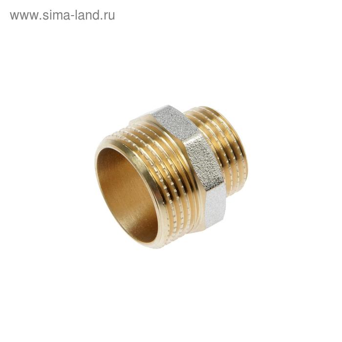 Ниппель переходной "CTM", 3/4" х 1/2" наружная резьба, никелированная латунь - Фото 1