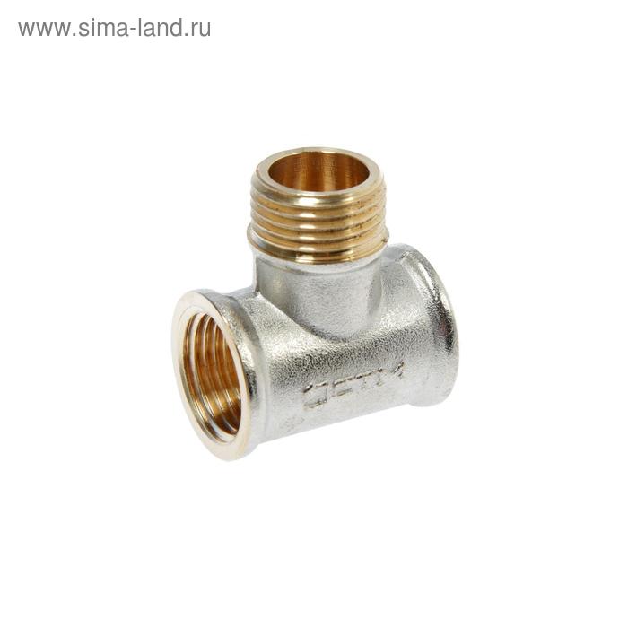 Тройник "CTM", 1/2", внутренняя/наружная/внутренняя резьба, никелированная латунь - Фото 1