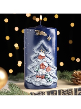Свеча-цилиндр «Рождественский вечер», 6×8×15 см